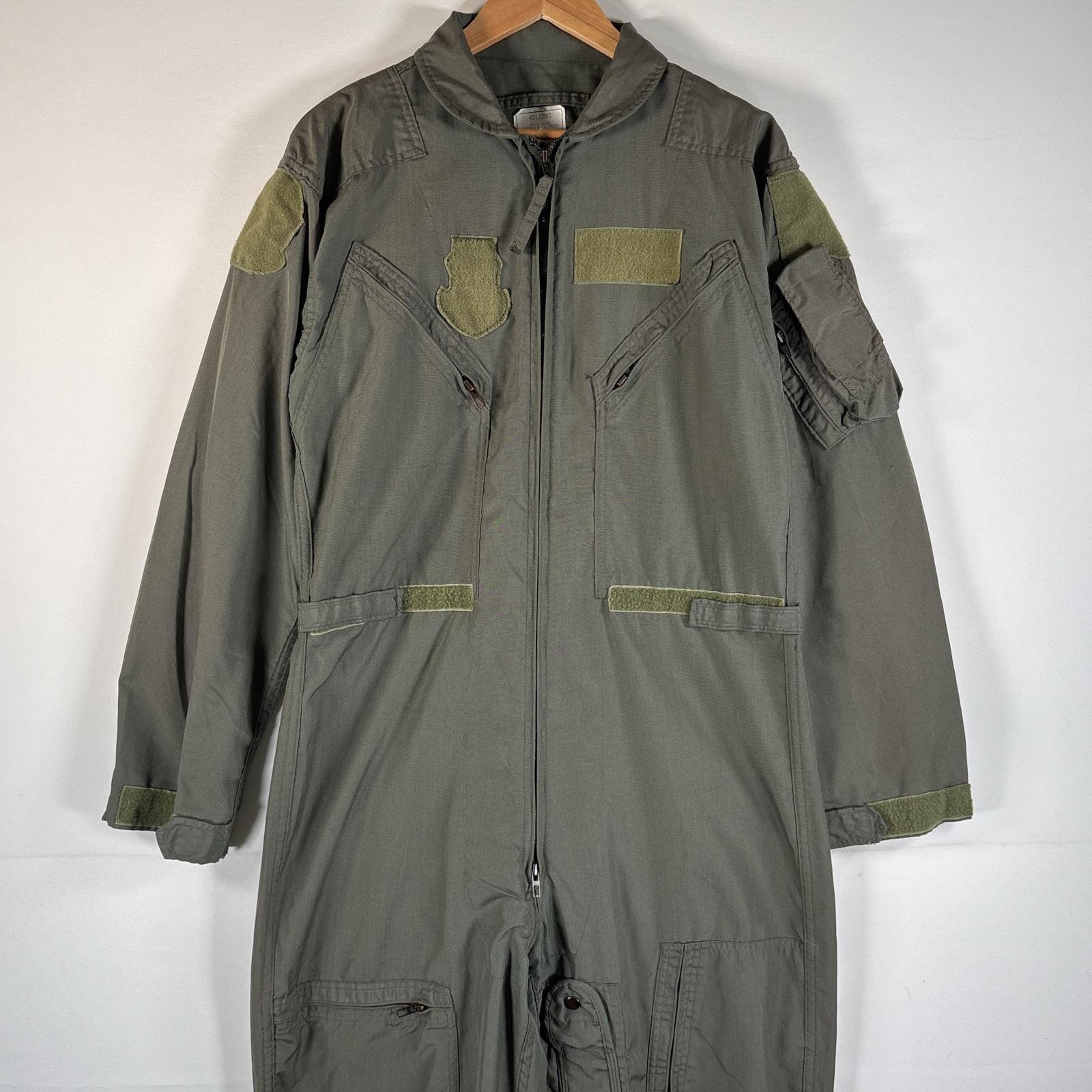 古着 90s/90年代 ミリタリー 長袖つなぎ オールインワン ワーク 作業着 米軍実物 大きいサイズ CWU 27P 42LONG オリーブグリーン系 メンズ