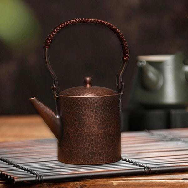 銅製ティーポット 600ml 断熱ハンドル付き ティーインフューザー コーヒーポット キャンプ用 スタイル A