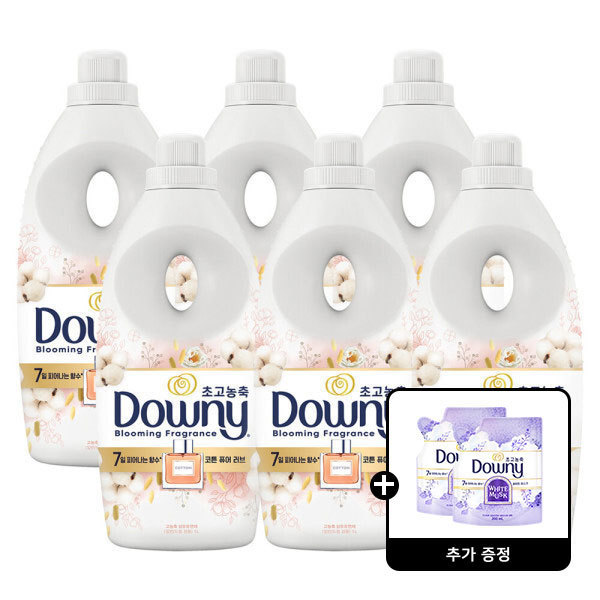 ダウニーコットン ピュアラブの香り 柔軟剤 1L 6個 +ダウニーホワイトムスク 200mL 2個