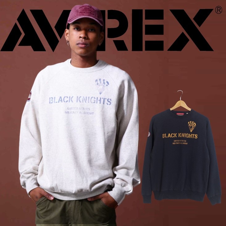 AVIREX アヴィレックス トレーナー WEST POINT クルーネック スウェット 長袖 秋 冬 メンズ 男性 ミリタリー アメカジ アメリカ 783-3232008 7833232008