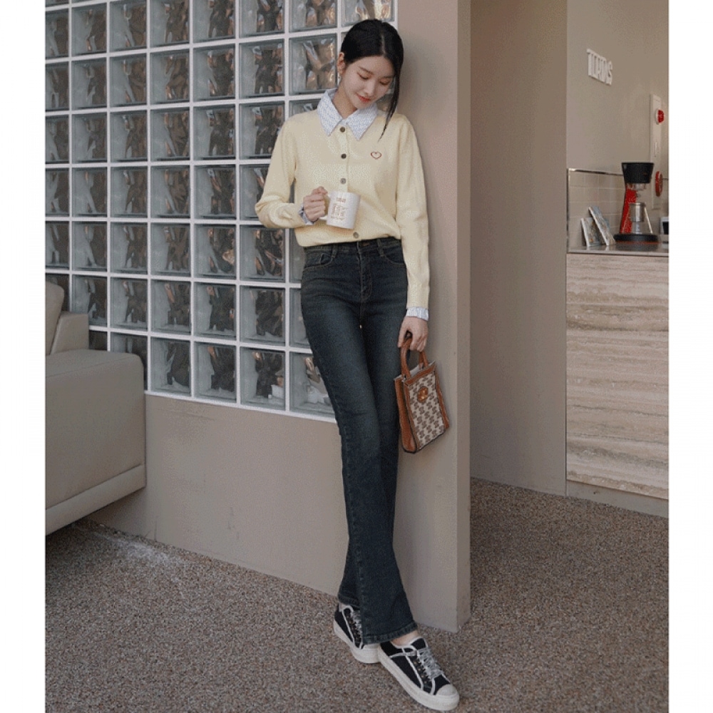 Click & Funny [起毛] ホットタイムウィンターブーツカットデニムパンツ [SMLXL]