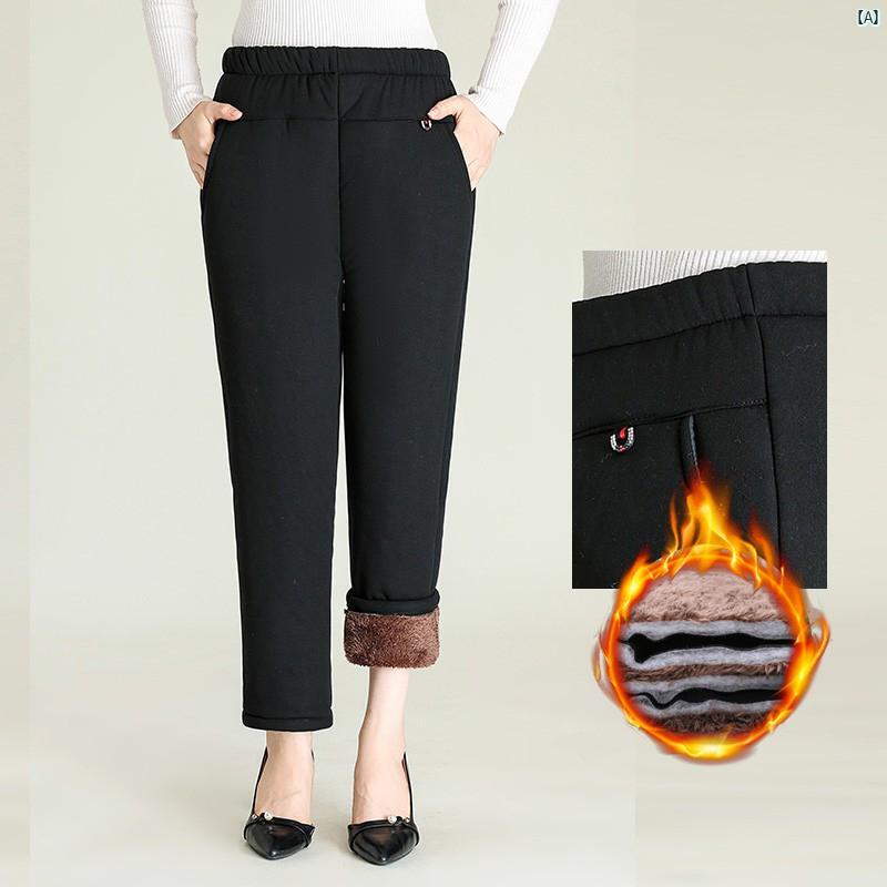 レディース ファッション おしゃれ 春夏 秋　冬 大人 上品 高級 マダム プレゼント 敬老日　おばあちゃん 冬用 パンツ ベルベット 厚手 ラム 婦人用 アウター用用 暖かい コットンパンツ グラニ
