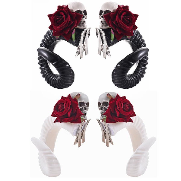 Qoo10] ヘアクリップ 羊 角 ドクロ 髑髏 骸骨