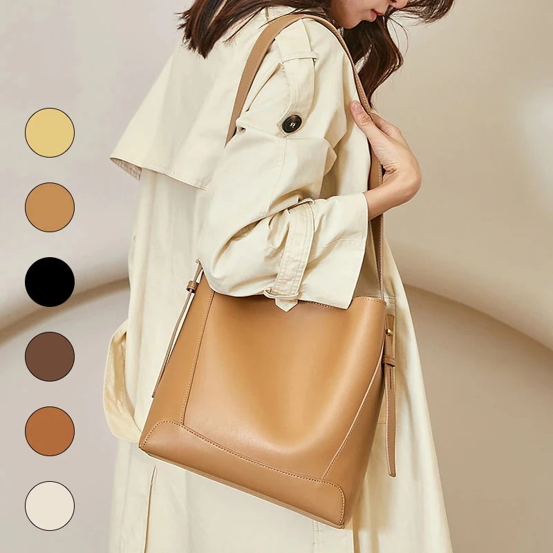 B183 本革 韓国 バケツバッグ ショルダーバッグ レディース 斜めがけバッグ トートバ ッグ 大容量 バッグ 通勤 肩ベルト調節可能 カバン バック 韓国ファッション