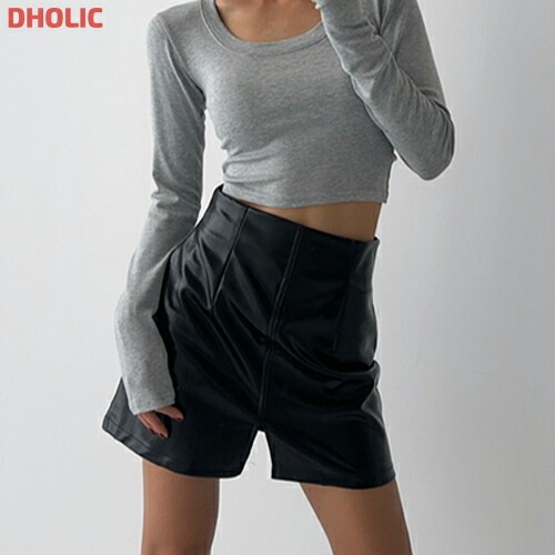 レザー調スリットAラインミニスカート・1934888