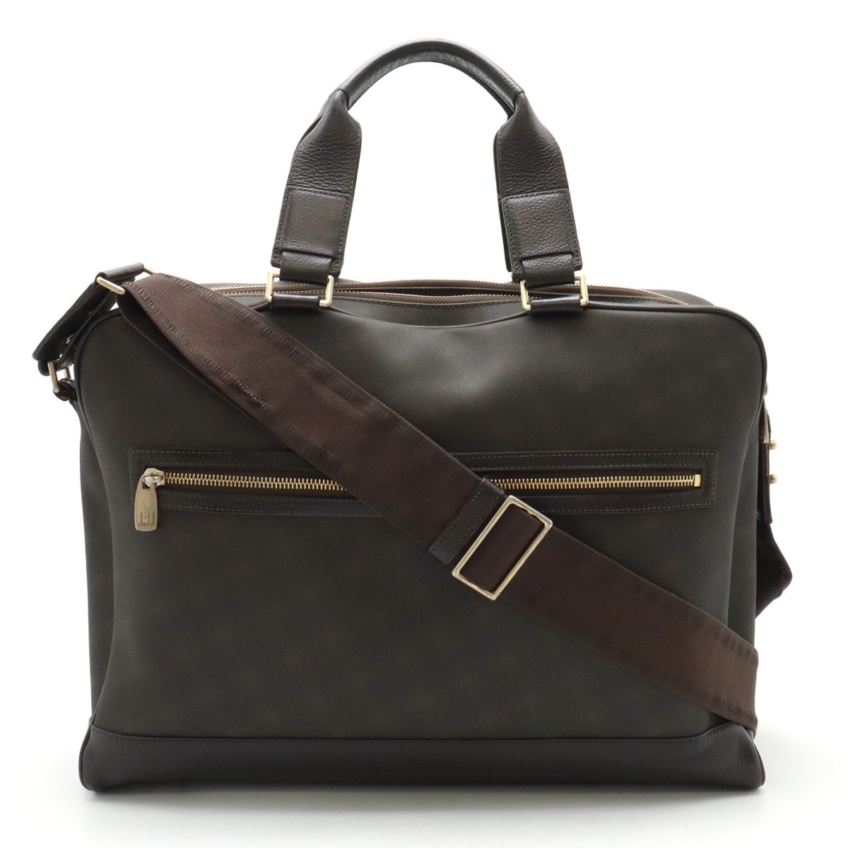 ビジネスバッグ ブリーフケース 書類カバン ハンドバッグ 2WAY ショルダーバッグ PVC レザー ダークカーキ ダークブラウン