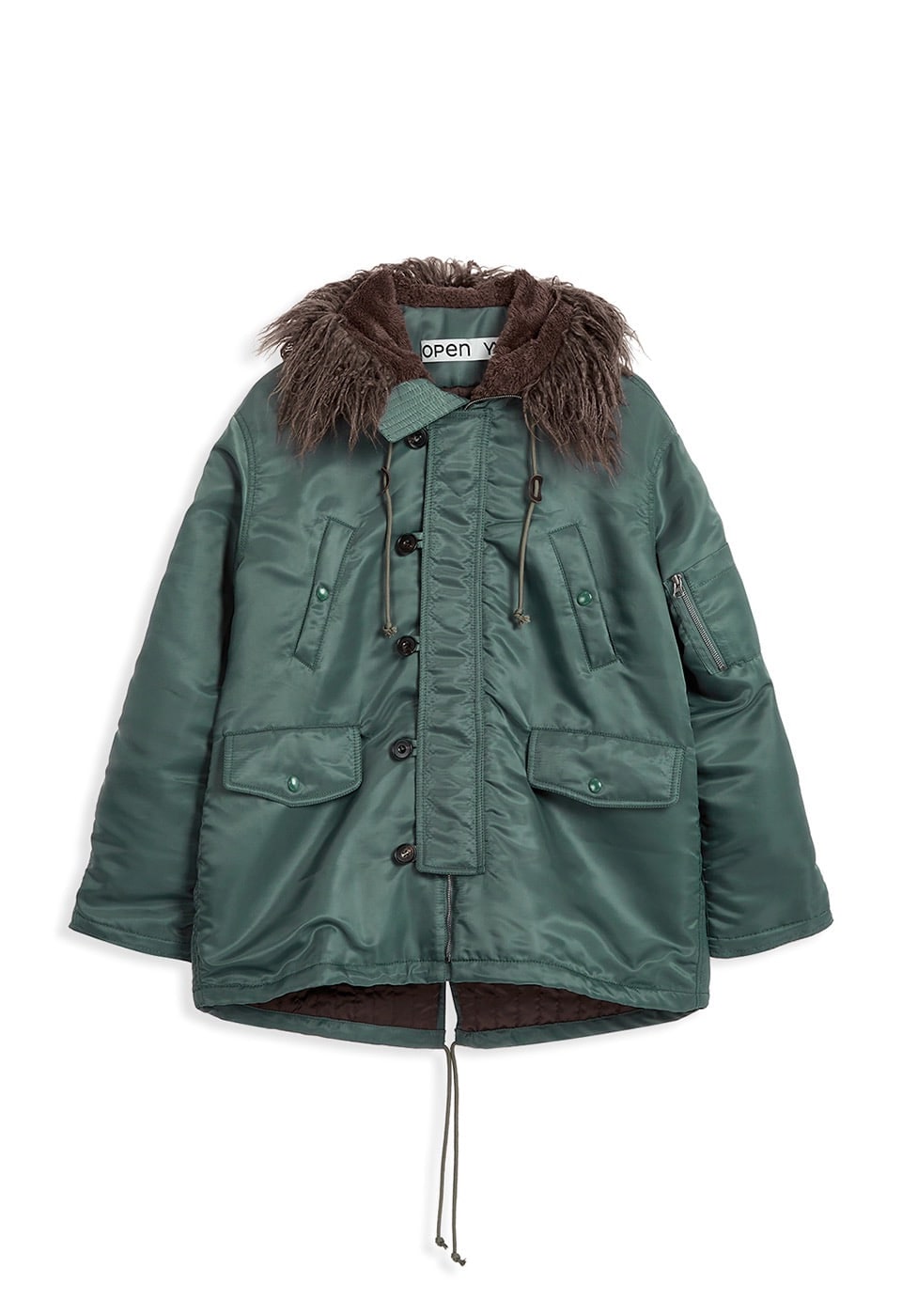 【OPEN Yy】 OVERSIZED FAUX FUR HOOD PARKA : KHAKI
