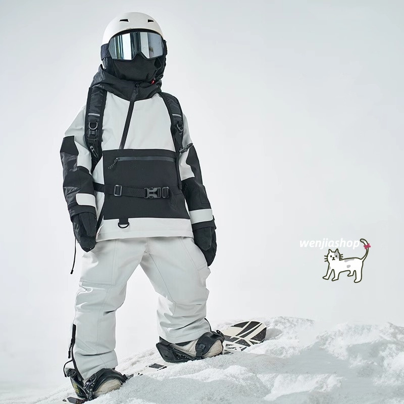 スノーボードウェア 2025 上下セット キッズ 子供 ベビー服 ジャケット アウター 黒白 オーバーオール つなぎパンツ ズボン スノボウェア スキーウェア 防寒着韓国風 女の子 男の子 こども