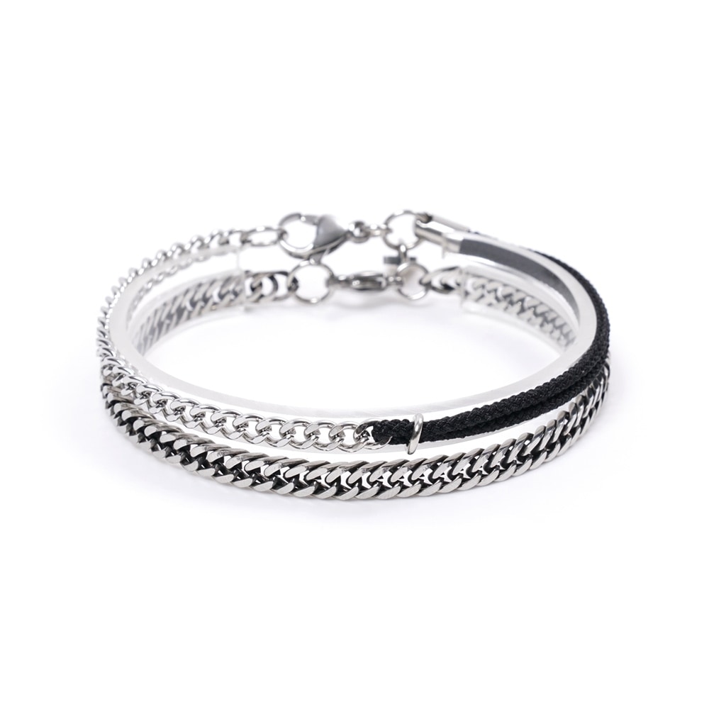 JBANS クラシックスリムアンティークスネーク 649 ポイント 680BK サージカルスチールチェーンブレスレットセット (C2101-SE174_BK)