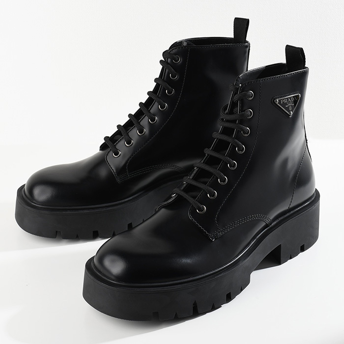 ブーツ シューズ 2TG242B4L ブラッシュドレザー コンバットブーツ メンズ ブラック F0002 黒 レースアップ 厚底 チャンキーソール