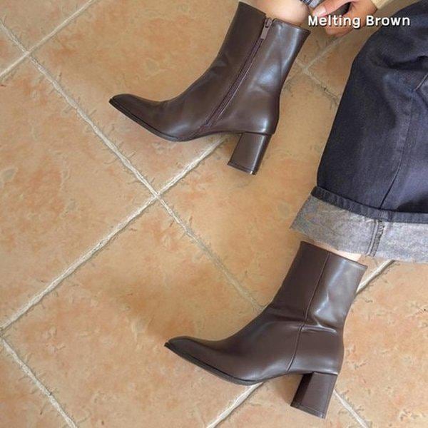 女性スリムブーツ スクエアトゥ ショートブーツ k59