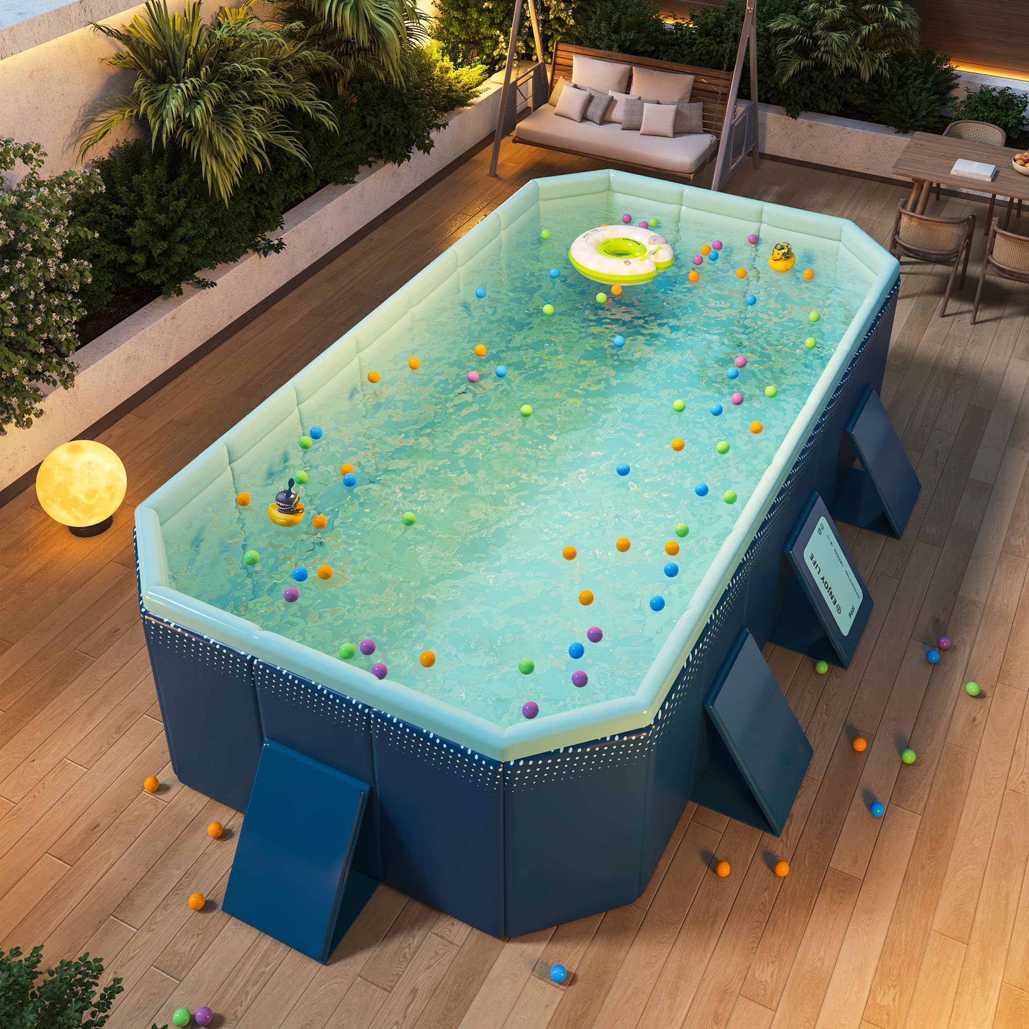 Hyindoor ビニールプール 空気入れ不要 2.1m 子供用 ペット用 折りたたみ式 大型プール 収納便利 家庭用 水遊びプール 暑さ対策 アウトドア用 庭