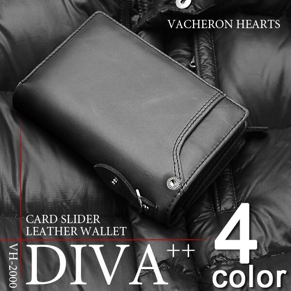 取寄品 VACHERON HEARTS 本革使用 カードスライダー付き L字ファスナー式縦型二つ折り