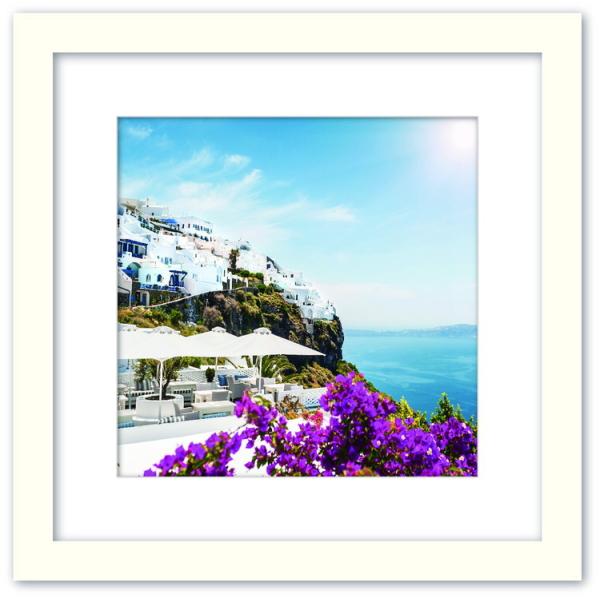 ファブリックパネル アートフレーム 飾り おしゃれ 景色 壁掛け ウォールデコレーション 海 地中海 風景 情景 海辺 街並み 青空 Lサイズ 525x525mm 8,022円