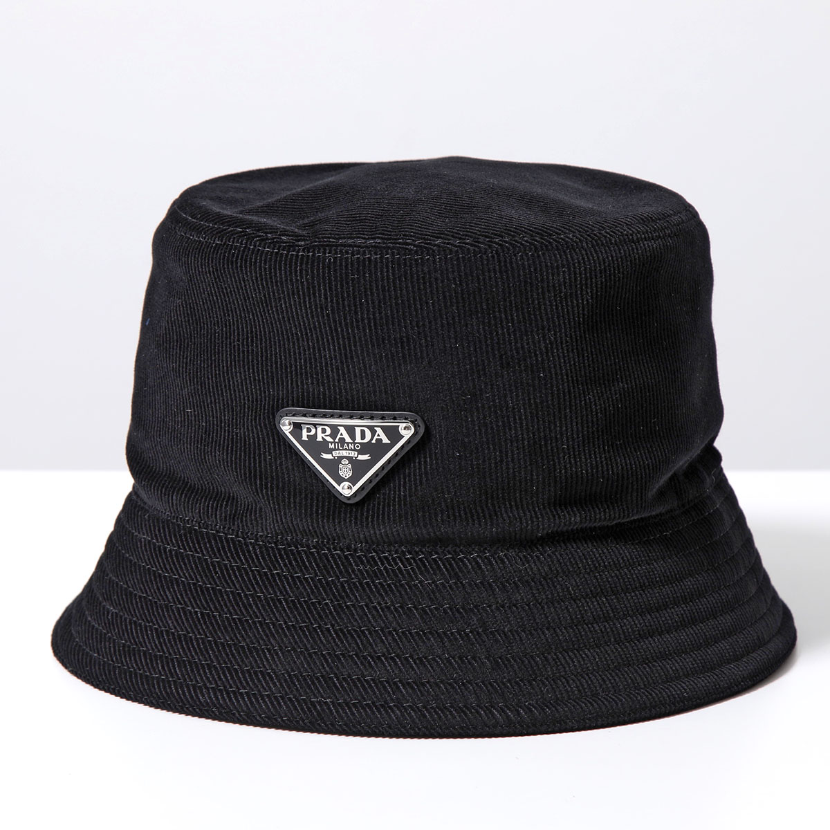 PRADA プラダ バケットハット 2HC137 1JHC メンズ コーデュロイ トライアングルロゴ 帽子 F0002/NERO