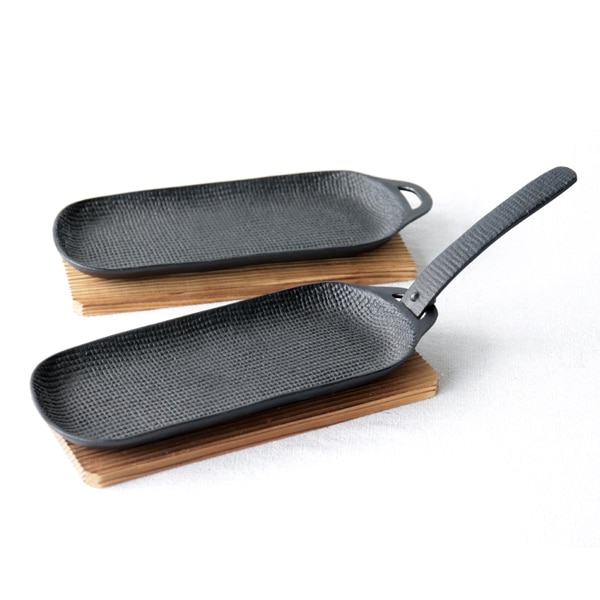 及源 南部鉄器 焼き焼きグリルスリム 2枚セット グリドル 国内産 日本製 魚焼きグリル 鉄板 フライパン 小さめ グリルパン ガスコンロ オーブン 宅急便