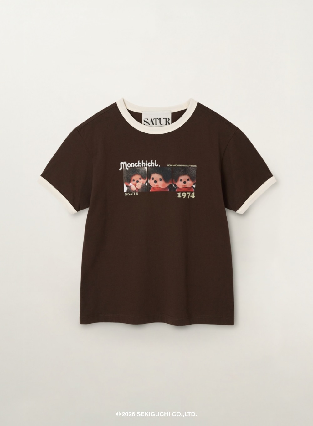 【SARUR】26SS Satur X Monchhichi Ringer T-Shirt : Brown