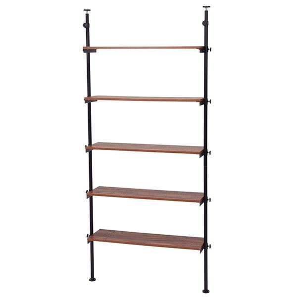 突っ張りラック/リビング収納 ブラウン 幅90奥行24高さ187264cm 棚板5枚 スチール 組立式 ダイニング 11,074円