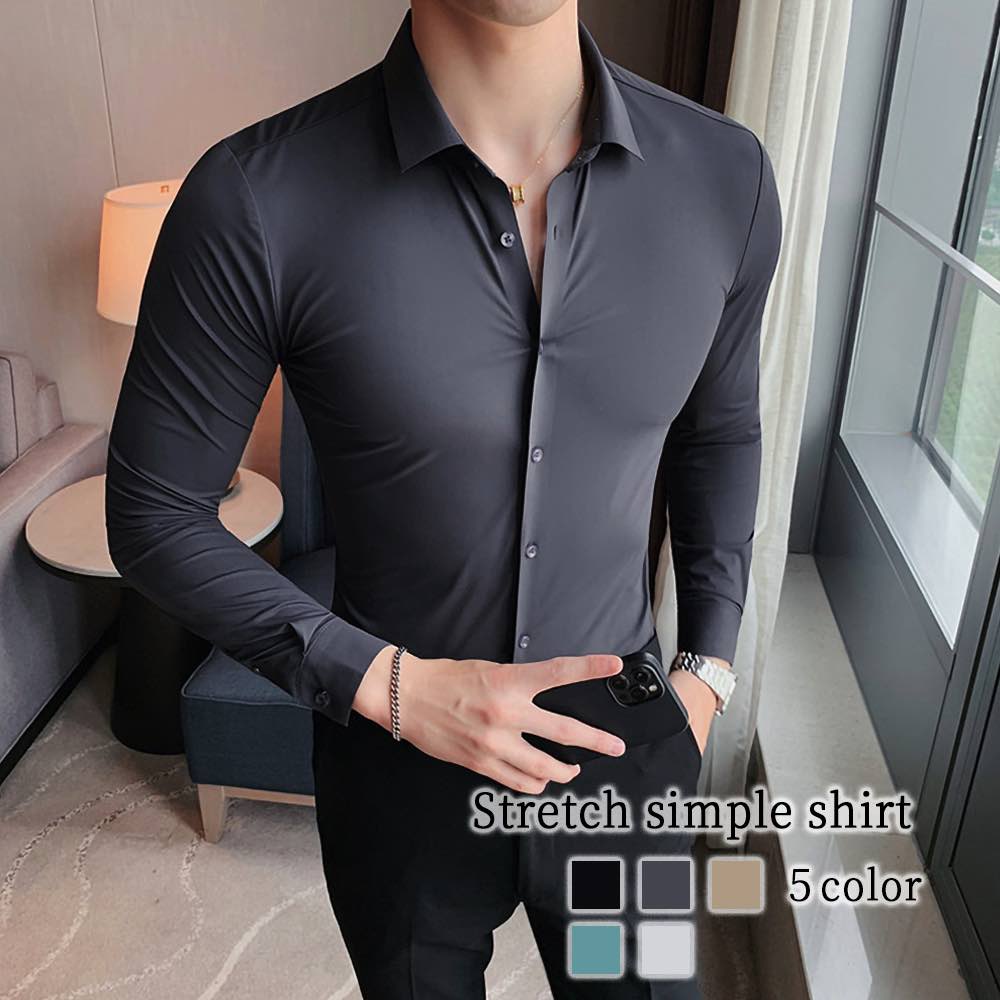 シャツ メンズ ストレッチシンプルシャツ 秋 インナー 厚手 ビジネス フランネル 襟付き ブランド スーツ 大きいサイズ おしゃれ 暖かい 春 フォーマル 白 派手 カジュアル 肌着 黒 オフィス