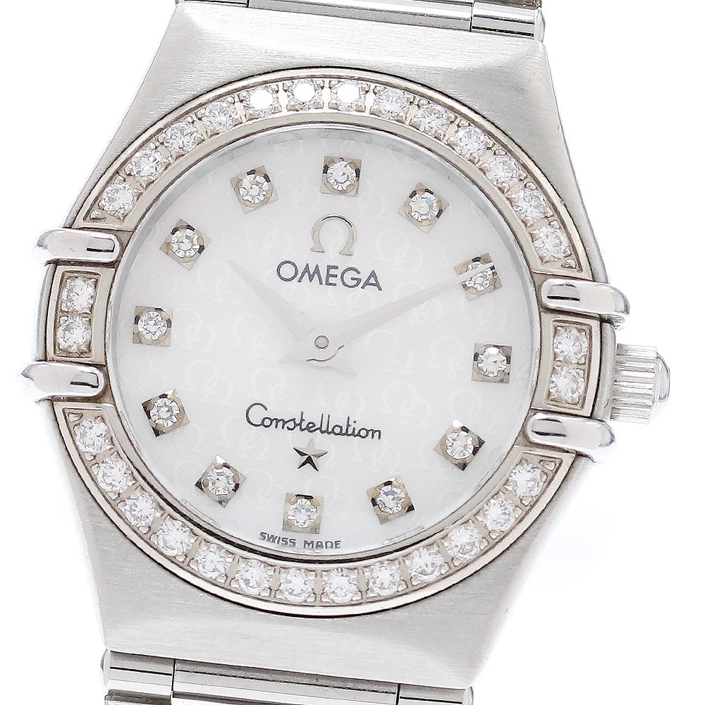 オメガ OMEGA 1460.75 コンステレーション 12P ダイヤベゼル ホワイトシェル文字盤 クォーツ レディース _877346【中古】