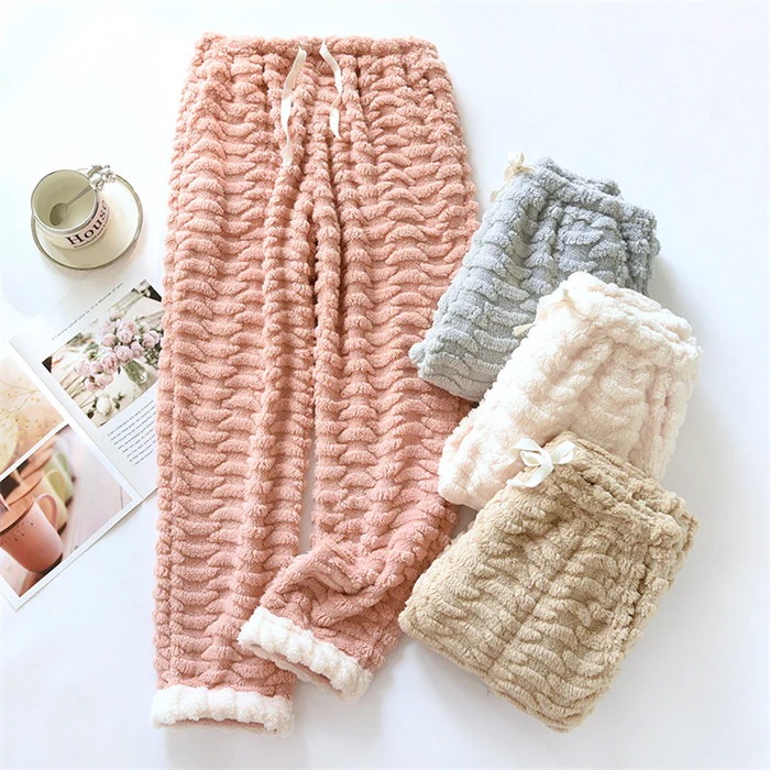 パンツ フリース パンツ レディース フリースパンツ もこもこ ウェア 毛布パンツ ふわふわ 柔らか ウエストゴム 部屋着 ナイトウェア 厚手 防寒 暖かい カジュアル 寝間着