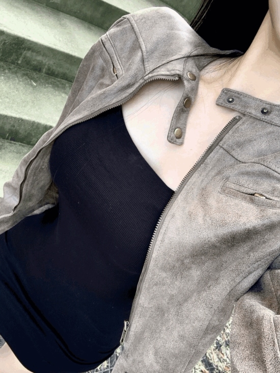 [本当のおすすめ*.*] high quality スエード クロップ ジャケット - 1color