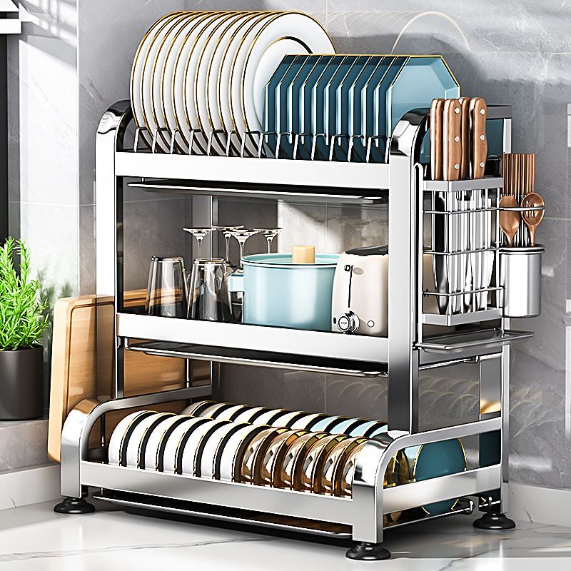 工ガ割-304ステンレスキッチン棚食器皿水切り棚多機能食器棚食器箸収納ケース食器棚