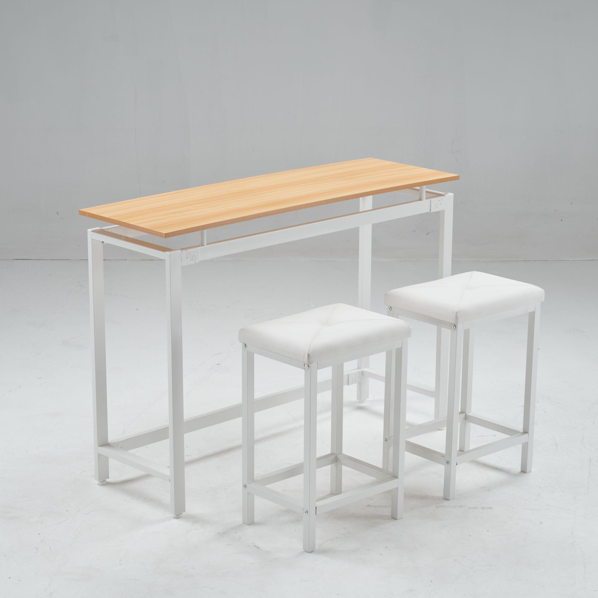 16ハイテーブル カウンターテーブル 3点セット バーセット チェア2点セット バーテーブル ダイニングセット おしゃれ 簡単なデザイン 【ブラウン＋ナチュラル】21