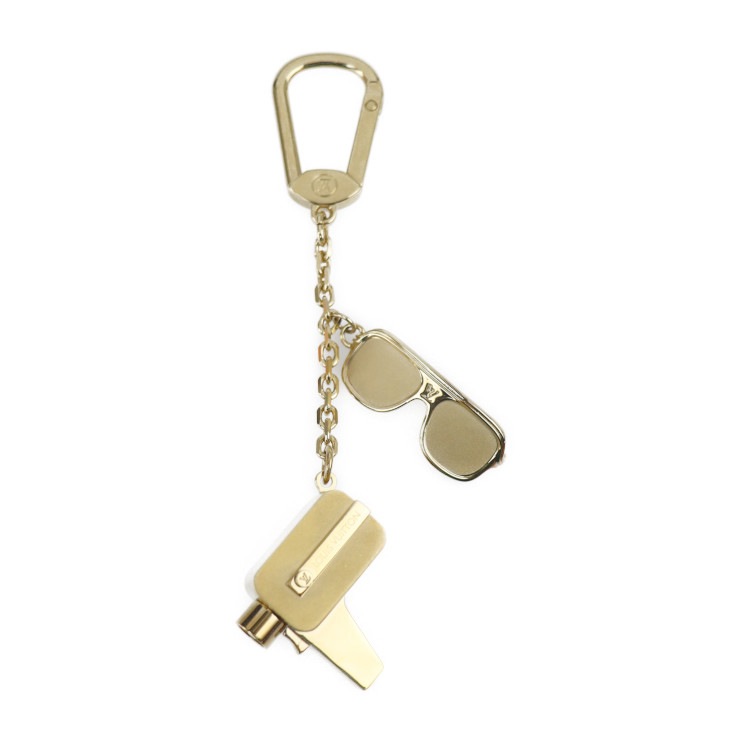 美品 LOUIS VUITTON ルイ ヴィトン その他小物 M65383 ポルトクレ カンヌ メタル ラインストーン ゴールド カメラ サングラス バッグチャーム ビトン キーホルダー 本物保証 中