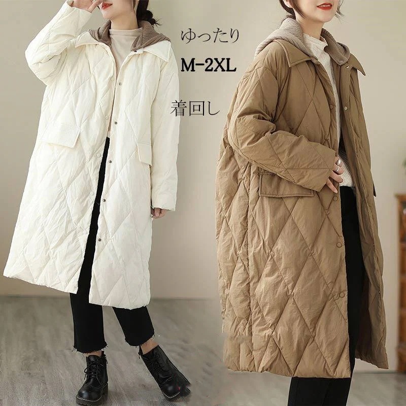 品質いいな新品 ロング中綿コート コート レディース 冬 ロングコート アウター フード付き 中綿 体型カバー 大きい