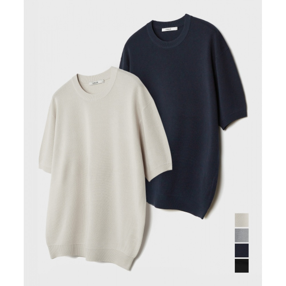 KIIMUIR クールリネンライクラウンドハーフニット_4色