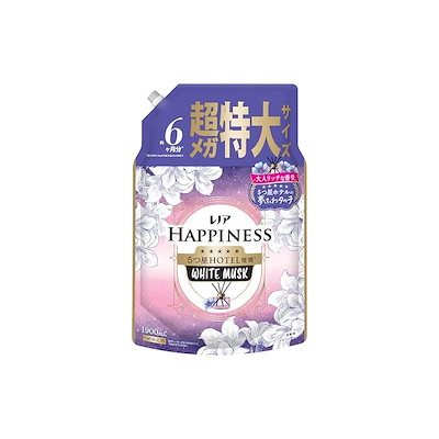 他サイト： レノア 【まとめ買い】[大容量] ハピネス 夢ふわタッチ 柔軟剤 リラックスナイト ホワイトムスク 詰め替え 1,900mL×2袋の商品画像