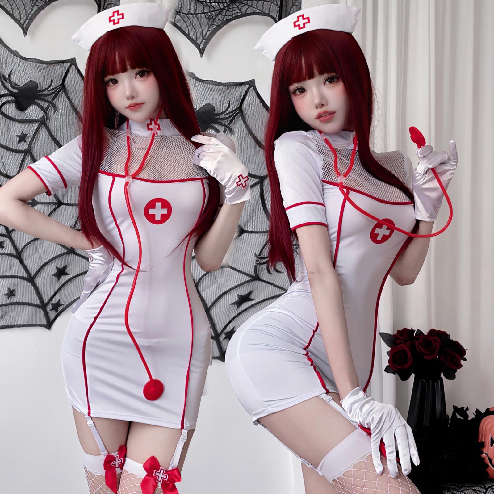 ハロウィン大人用コスチューム女性看護師コスチューム吸血鬼ロールプレイコスチューム中空セクシードクターナース制服スカート