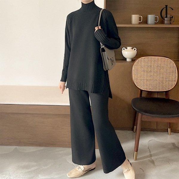 女性セットアップハーフポーラニットバンディングパンツセットLBRT013