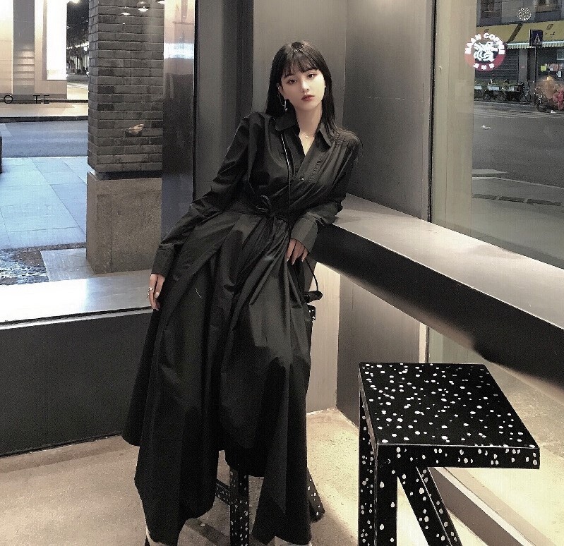 ワンピース ジャンパースカート シャツワンピース フレアワンピース ティアードワンピース ロング ロング丈 9分丈 アンクル丈 袖あり 長袖 Vネック 襟付き Aライン 切り替えデザイン 透け感