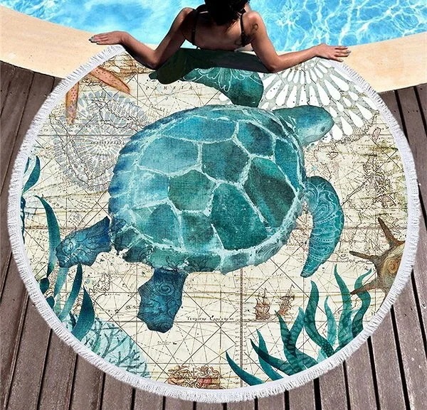 新品推奨，海洋生物 ビーチマット タコ クジラ柄ビーチカバー 吸水