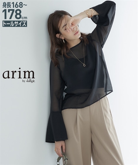 シャツブラウス 高身長　袖スリットシアーブラウス トールサイズ arim