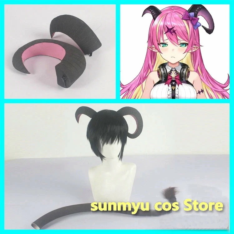 バーチャル VTuber hololive ホロライブ 魔乃アロエ 頭飾り＋尻尾 コスプレ道具