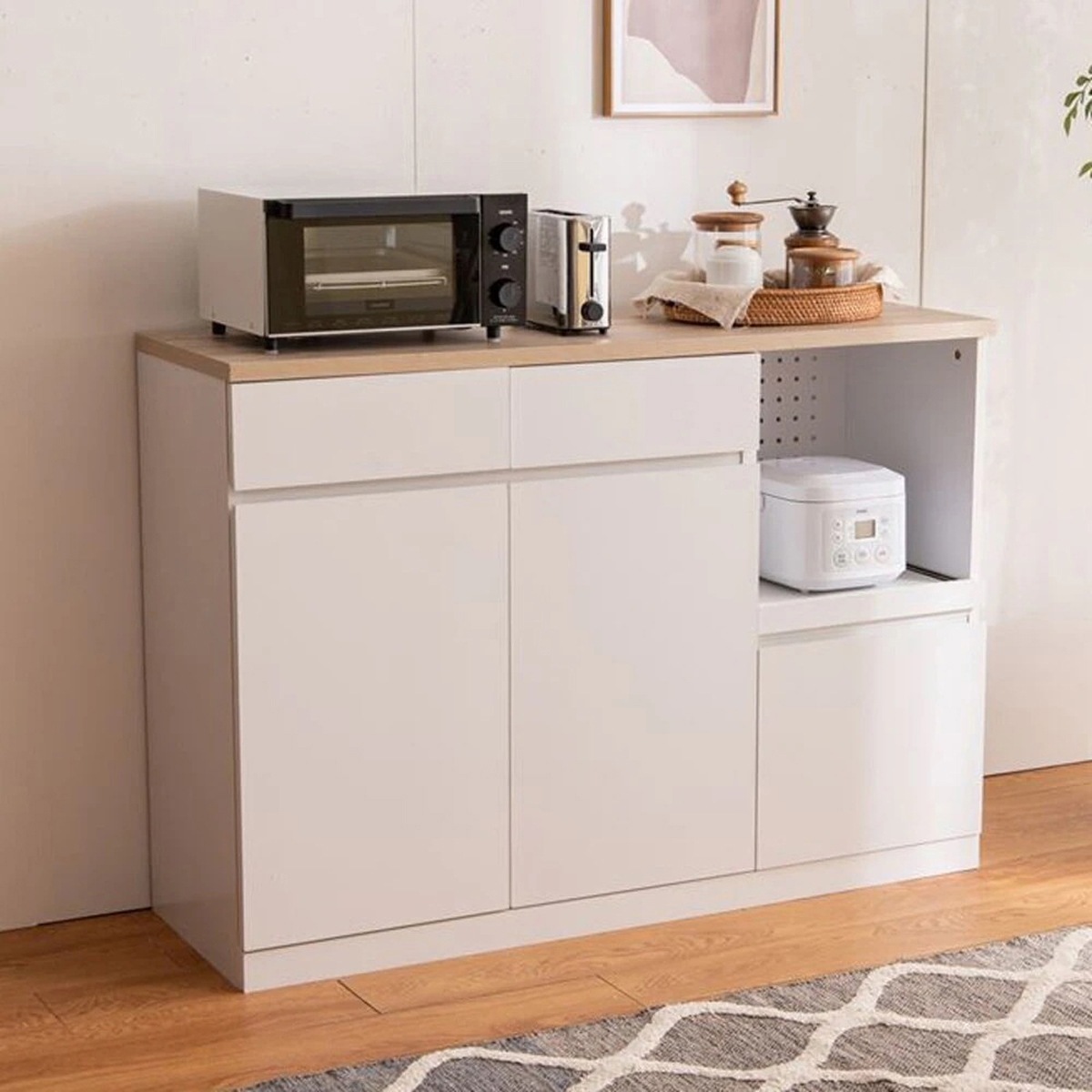 キッチンカウンター 幅120cm キッチン収納 食器棚 レンジ台 おしゃれ