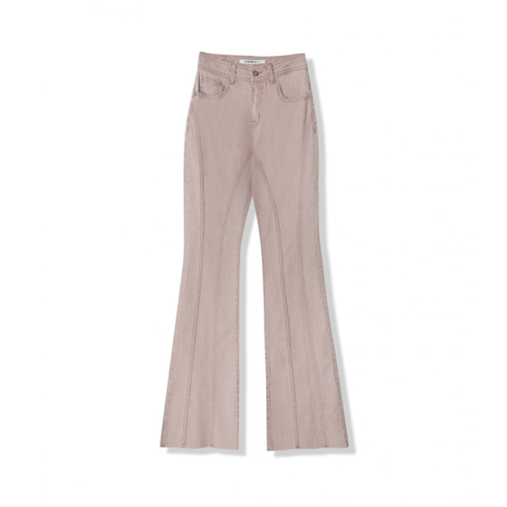 アヴァンドレス薄手ブーツカットピグメントデニムパンツピンク