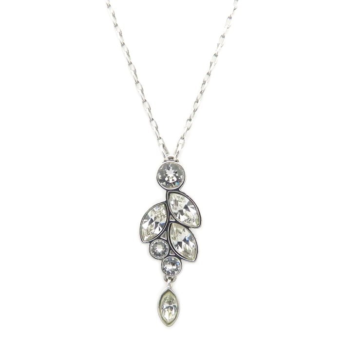 クリスタル ネックレス リーフ シルバーメッキ レディース/294926【中古】