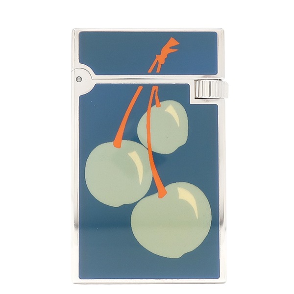 デュポン ライター ファンタジー フルーツ チェリー メタル ブルー×オレンジ×ライトブルー シルバー金具 青 オレンジ 火打石なし 0017393 【箱】【中古】