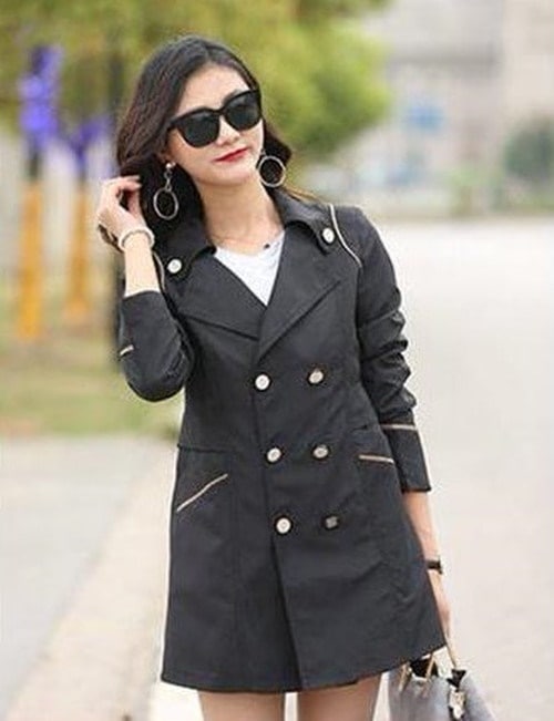 5201.きれいめトレンチコート（ブラック）2019 春夏 sale 春夏 sale アウター ジャケット 美ライン おしゃれ きれいめ オフィス ビジネス お出かけ パーティー 女子会 普段使い 通