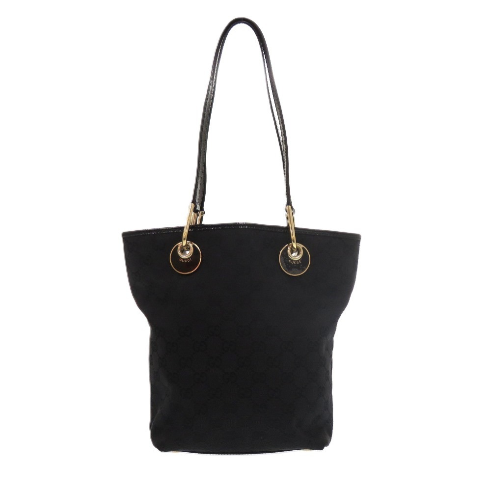 美品 GGキャンバス 120840 トートバッグ GGキャンバス/レザー ブラック 0498【中古】 レディース 36,725円