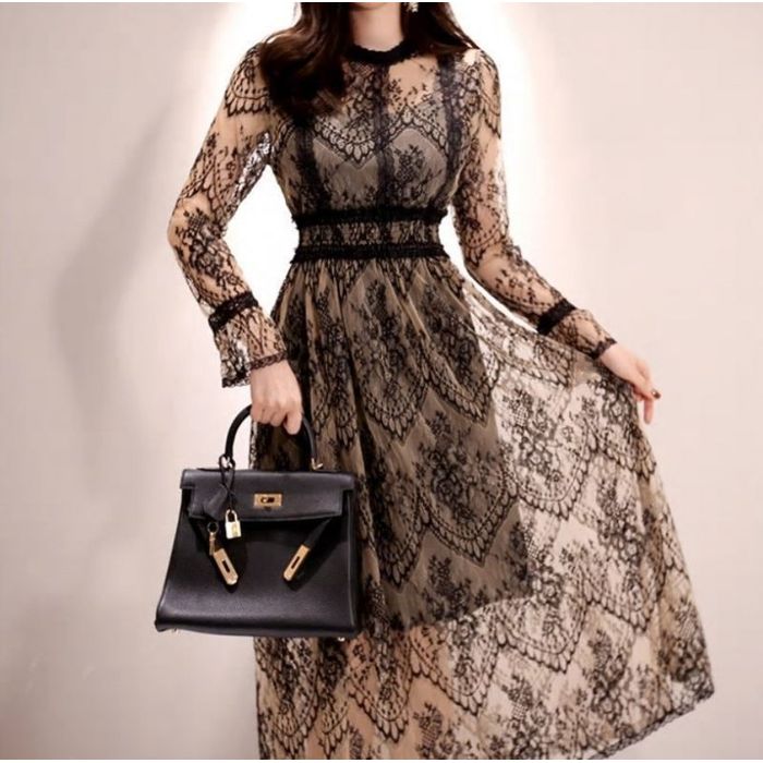 パーティードレス 韓国 個性的 ドレス オケージョン ロング 黒 ブラック 結婚式 プチプラ 袖あり 長袖 可愛い 安い お呼ばれ 二次会 謝恩会 成人式 レース ワンピース おしゃれ クラシカル 1 5,433円