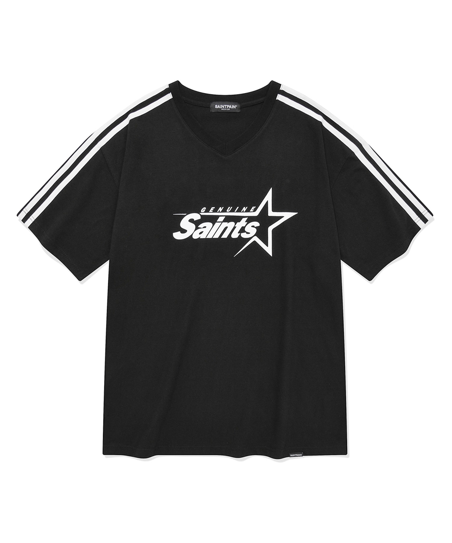 SP Saint Big Star Logo V-neck T-Shirt-Black