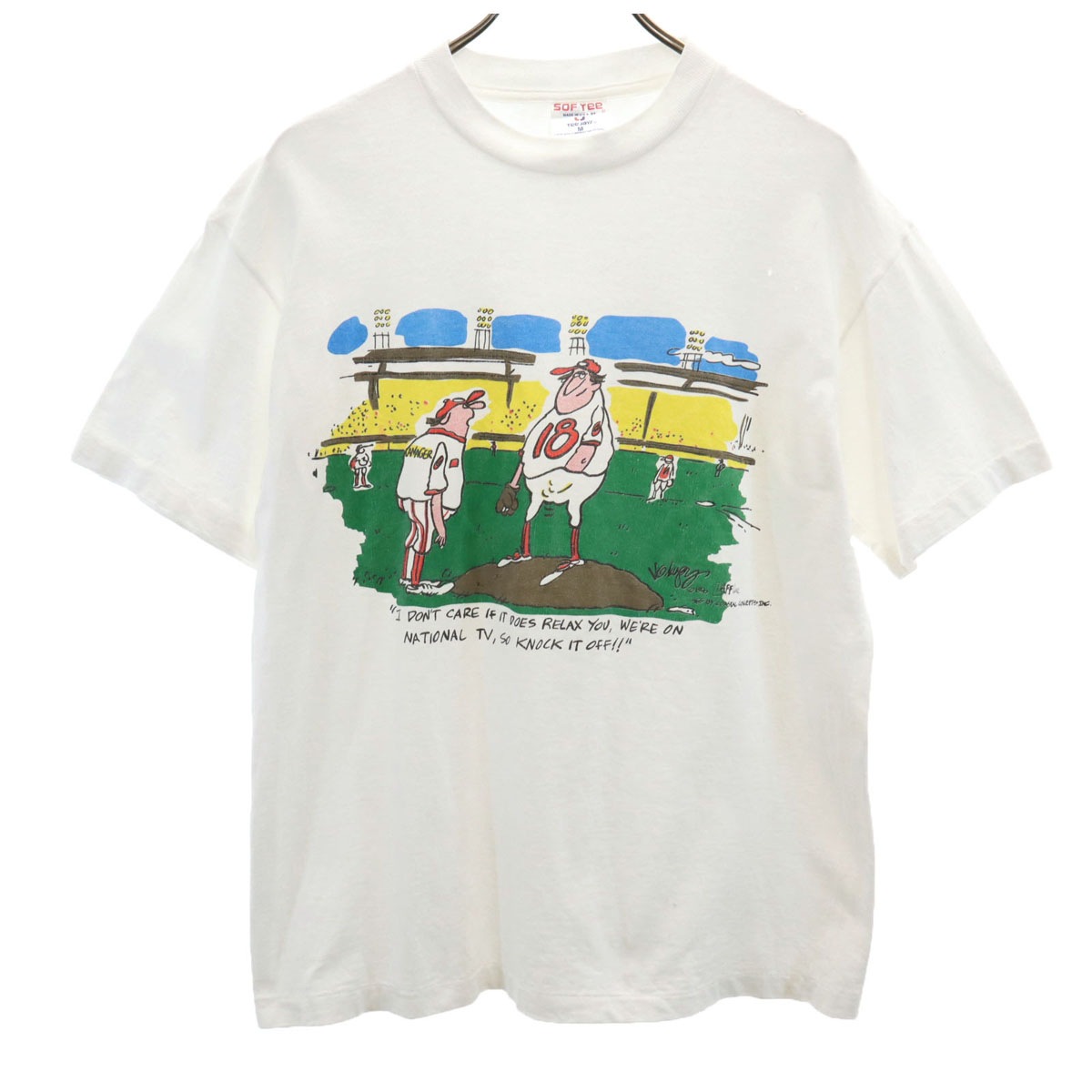 SOF Tee ソフティー 90s USA製 オールド ベースボール 半袖 Tシャツ M ホワイト 野球 シングルステッチ メンズ 古着