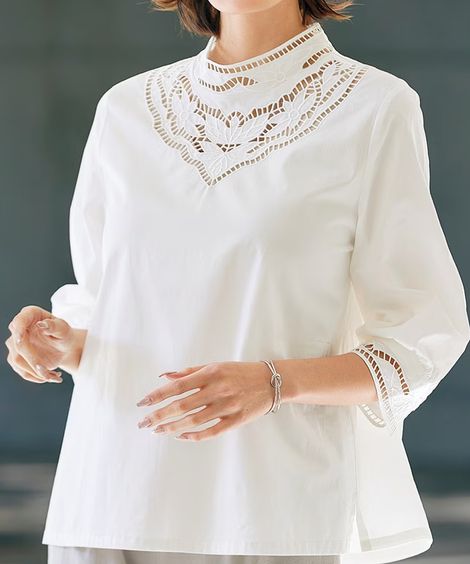 シャツ・ブラウス カットワーク刺しゅうブラウス アトランダム