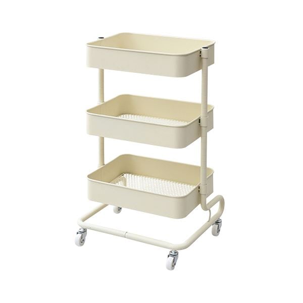（まとめ）YAMAZEN バスケットトローリー 幅460奥行380高さ810mm アイボリー LBT-3（IV） 1台 組立品 3セット