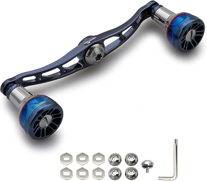 V2.0 105/115mm ベイト リール ハンドル 航空アルミ製 シマノ ダイワ アブガルシア 通用 Engn series 0152(ダークブルー, V2.0 - 115mm)